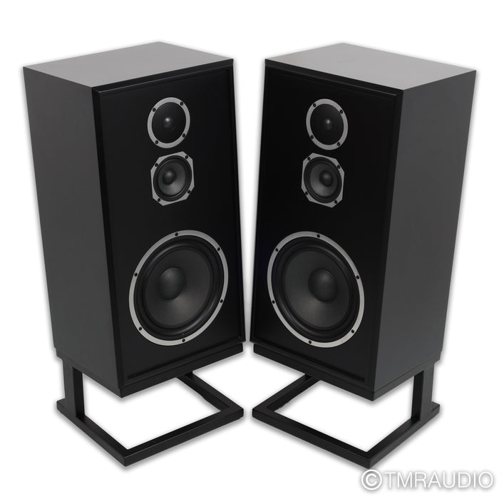 KLH Model Five Bookshelf Speakers; Black Pair with Stands