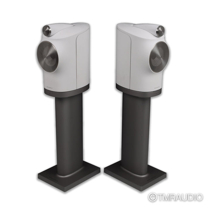 B&W Formation Duo Wireless Active Bookshelf Speakers; White Pair w/ Stands