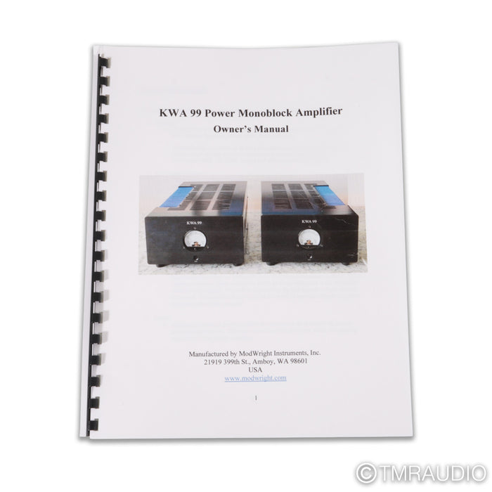 ModWright KWA 99 Monoblock Power Amplifiers; Pair (Demo)