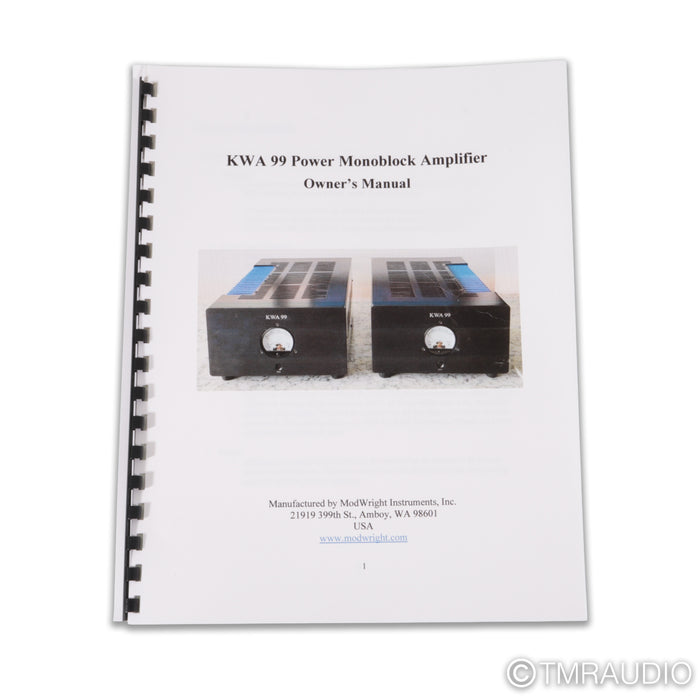 ModWright KWA 99 Monoblock Power Amplifier; Pair