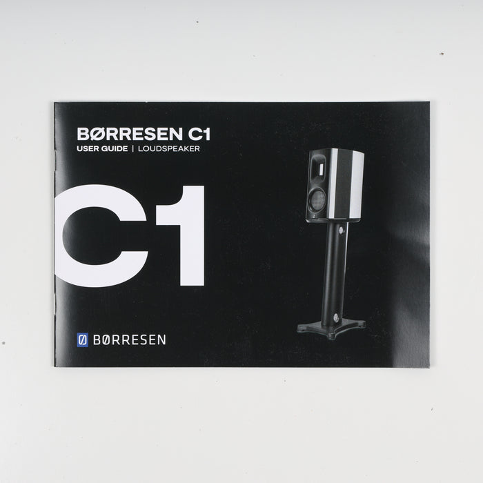 Borresen C1 Bookshelf Speakers; White Pair with Stands