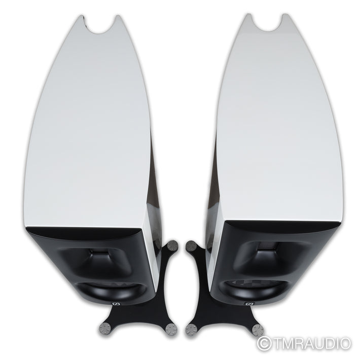Borresen C1 Bookshelf Speakers; White Pair with Stands