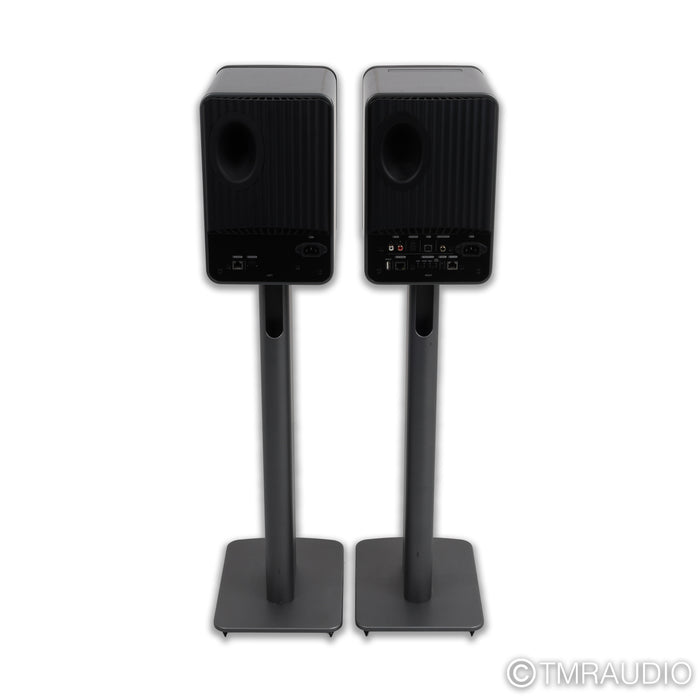KEF LS50W Wireless Active Bookshelf Speakers; Titanium Grey Pair with Stands