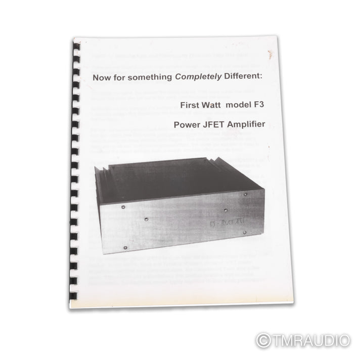 First Watt F3 JFET Stereo Power Amplifier