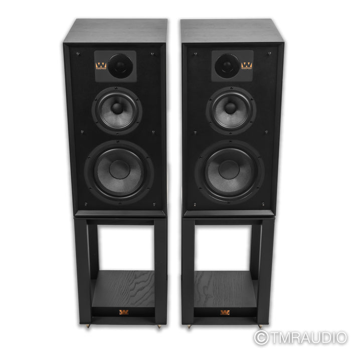 Wharfedale Linton 85th Anniversary Bookshelf Speakers; Black Pair with Stands