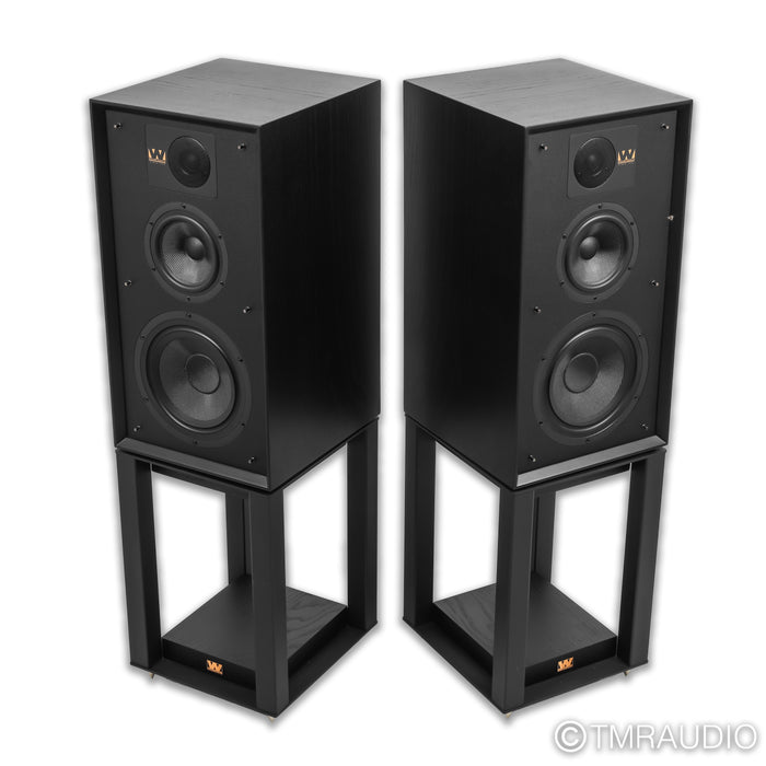 Wharfedale Linton 85th Anniversary Bookshelf Speakers; Black Pair with Stands