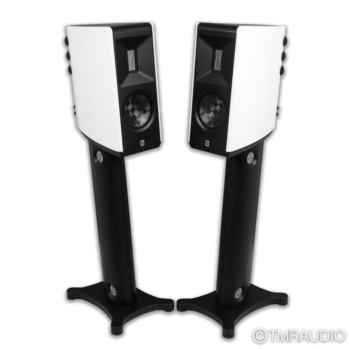 Borresen X1 Bookshelf Speakers; White Pair w/ Stands