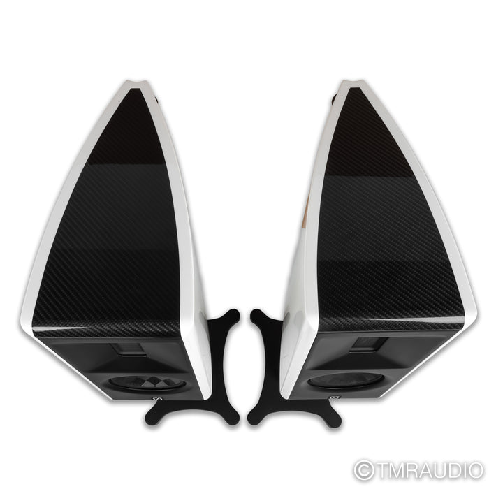 Borresen X1 Bookshelf Speakers; White Pair w/ Stands