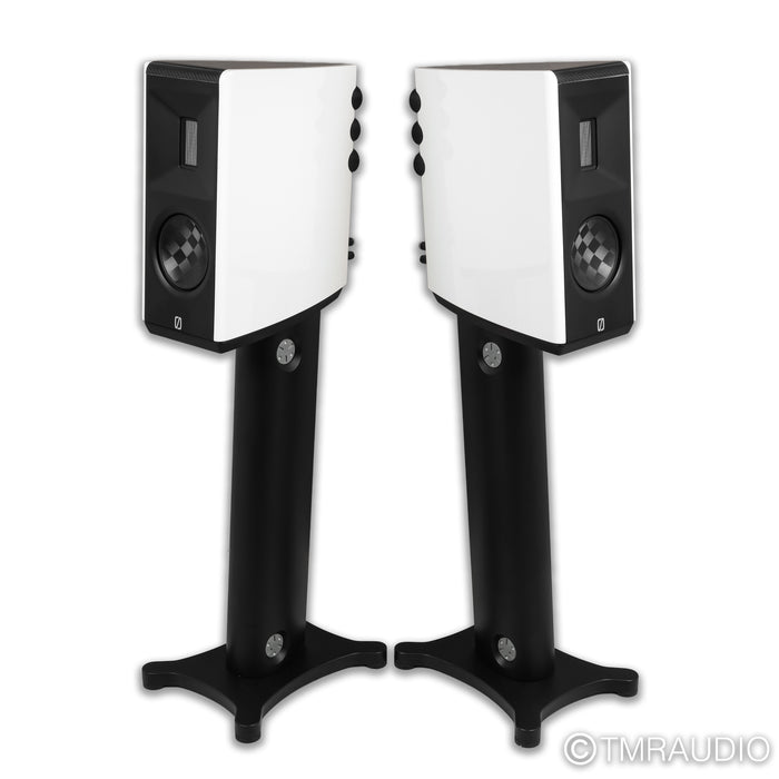 Borresen X1 Bookshelf Speakers; White Pair w/ Stands