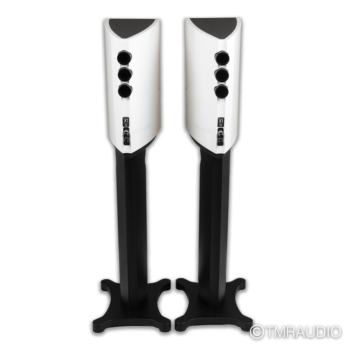 Borresen X1 Bookshelf Speakers; White Pair w/ Stands