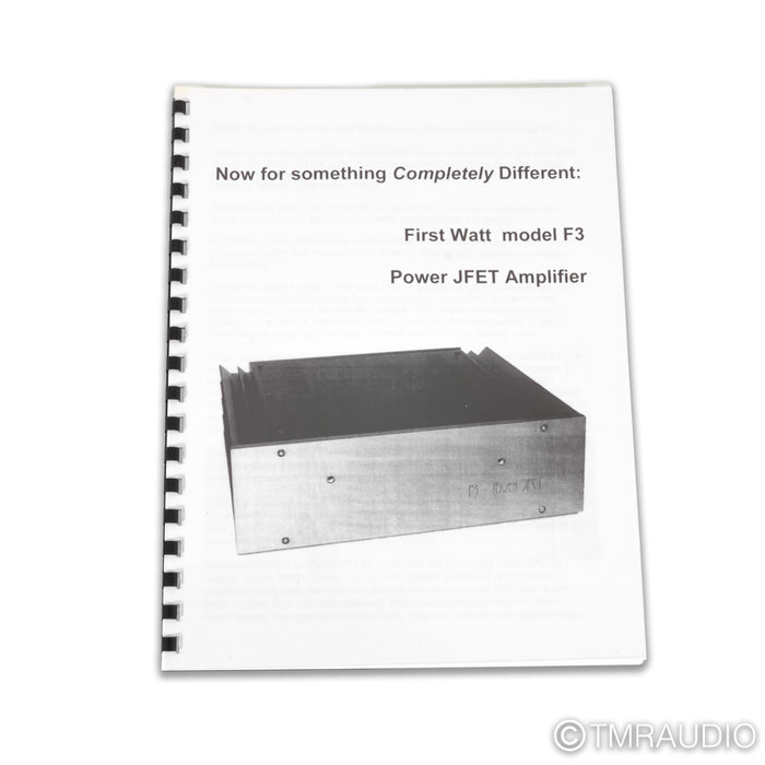 First Watt F3 Stereo Power Amplifier; MOSFET
