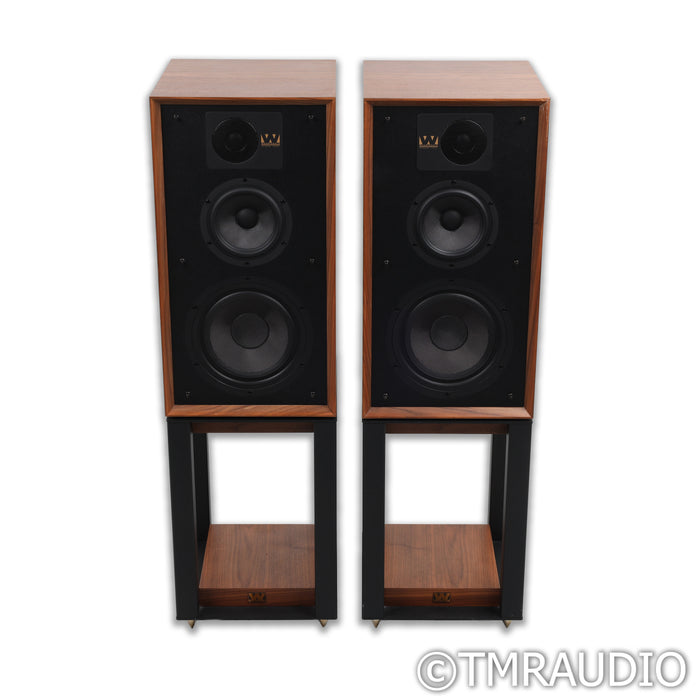 Wharfedale Linton 85th Anniversary Bookshelf Speakers; Walnut Pair with Stands
