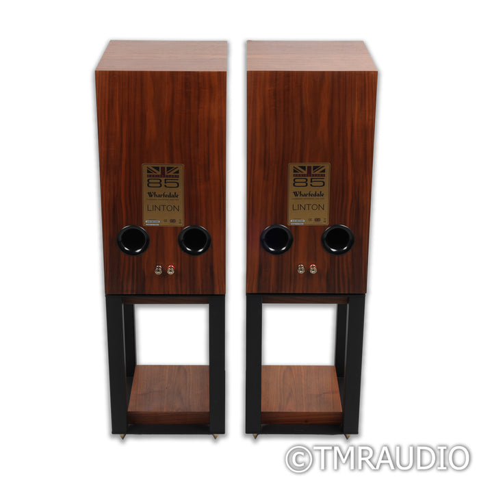 Wharfedale Linton 85th Anniversary Bookshelf Speakers; Walnut Pair with Stands