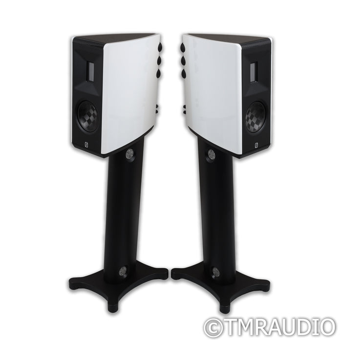 Borresen  X1 Bookshelf Speakers; White Pair w/ Stands