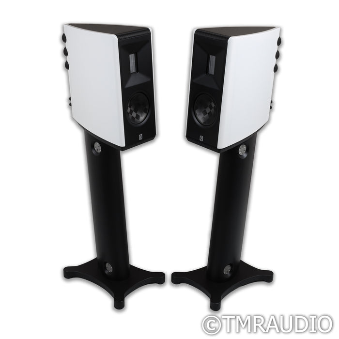 Borresen  X1 Bookshelf Speakers; White Pair w/ Stands