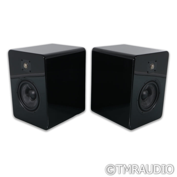 Daniel Hertz Eva Bookshelf Speakers; Black Piano Pair Signed by Mark Levinson