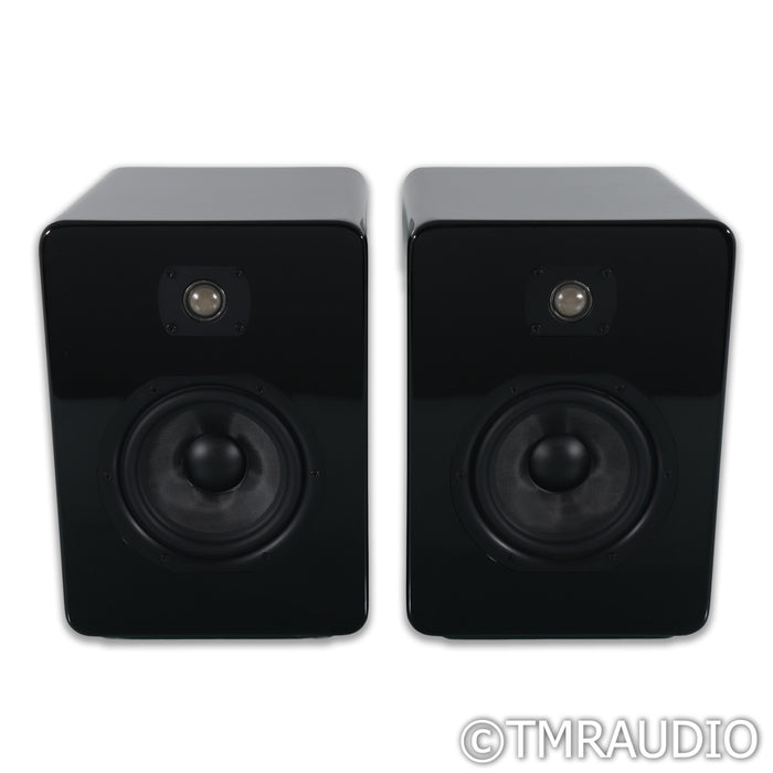 Daniel Hertz Eva Bookshelf Speakers; Black Piano Pair Signed by Mark Levinson
