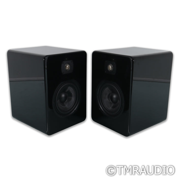 Daniel Hertz Eva Bookshelf Speakers; Black Piano Pair Signed by Mark Levinson