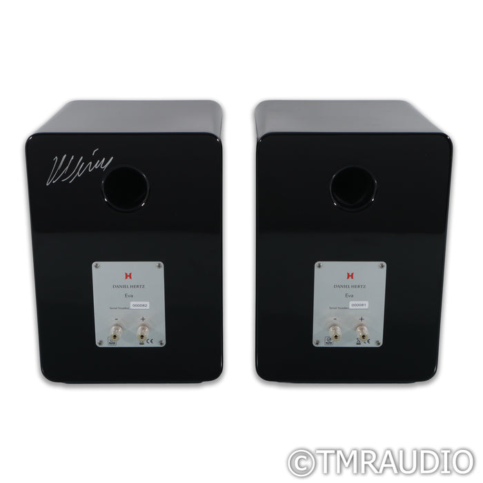 Daniel Hertz Eva Bookshelf Speakers; Black Piano Pair Signed by Mark Levinson