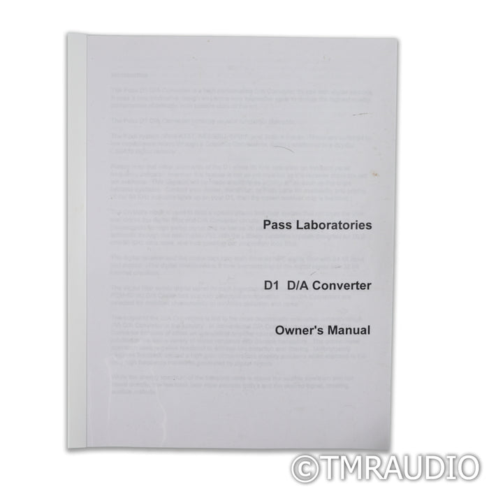 Pass Labs Digital 1 DAC; D/A Converter; D1