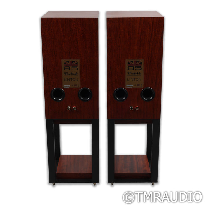 Wharfedale Linton 85th Anniversary Bookshelf Speakers; Mahogany Pair w/ Stands