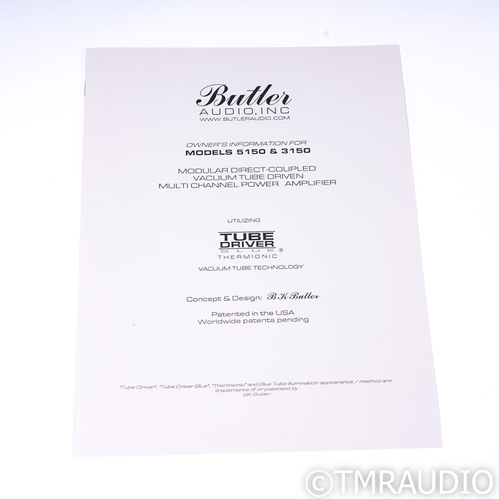 Butler Audio TDB-5150 Five Channel Tube Hybrid Power Amplifier; Black