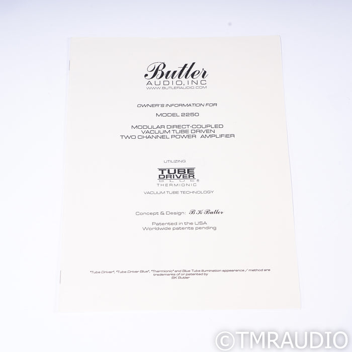 Butler Audio TDB-2250 Stereo Tube Hybrid Power Amplifier; Black