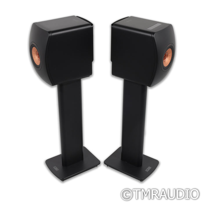 KEF LS50 Wireless II Active Bookshelf Speakers; Black Pair with Stands