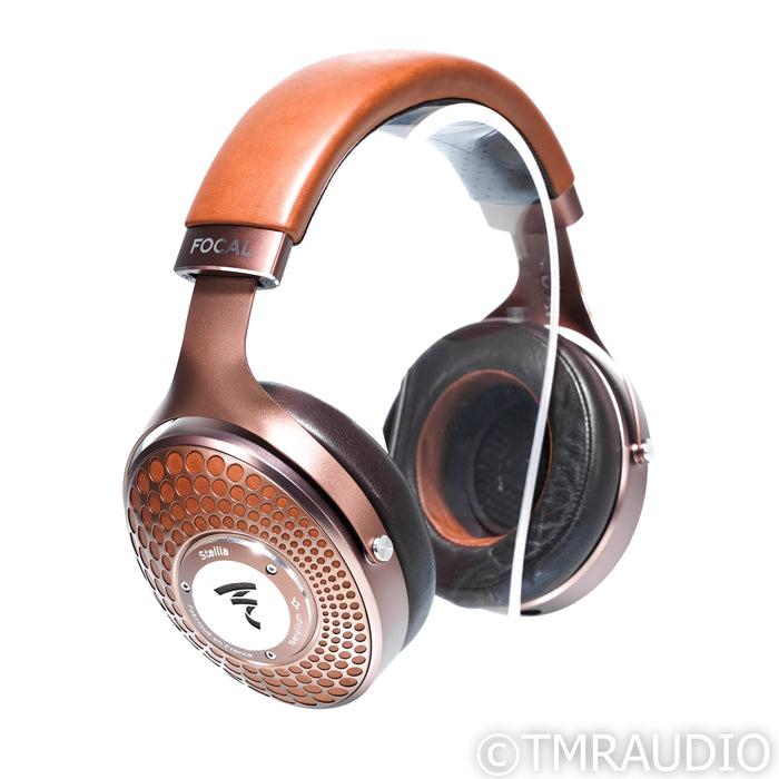 Focal Stellia Closed Back Headphones; Brown Leather Pair