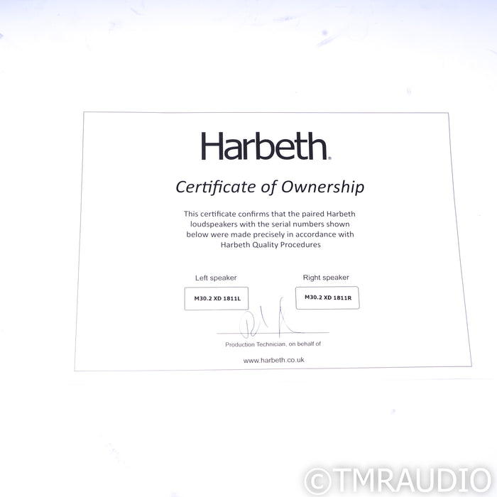 Harbeth Monitor 30.2 XD Bookshelf Speakers; Cherry Pair