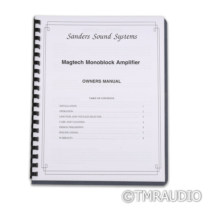 Sanders Sound Systems Magtech Monoblock Power Amplifiers; Pair