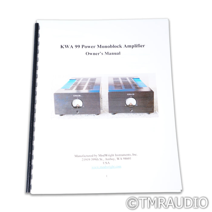 ModWright KWA 99 Monoblock Power Amplifiers; Pair