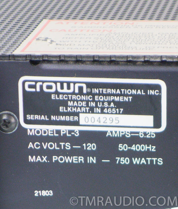 Crown Power Line Three PL-3 Stereo / Mono Power Amplifier