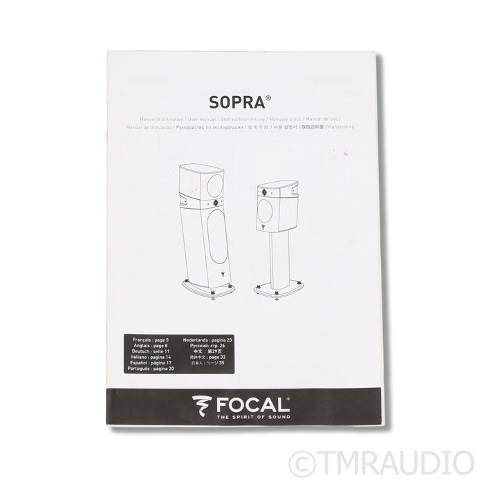 Focal Sopra No. 2 Floorstanding Speakers; Walnut Veneer Pair