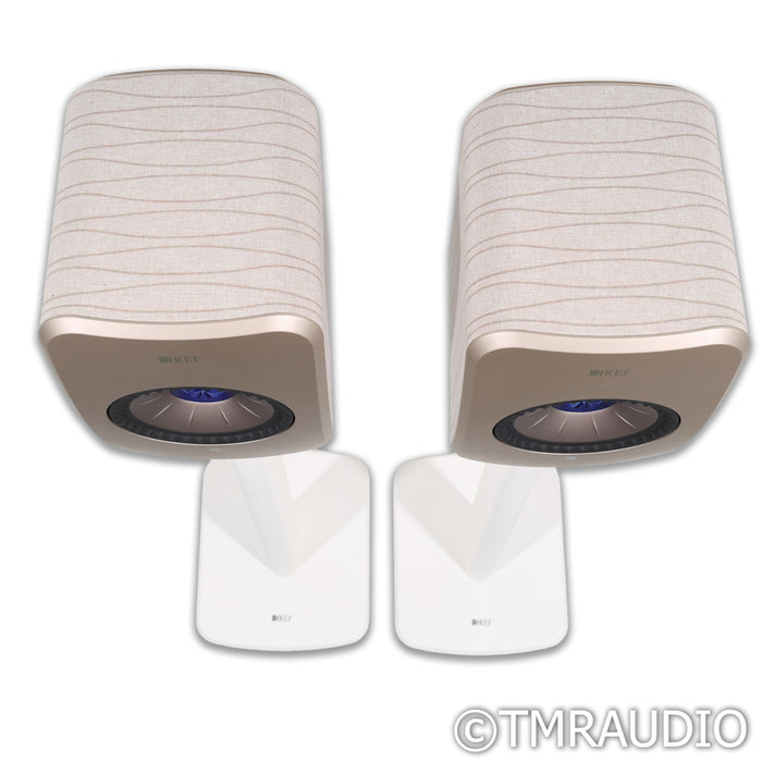 KEF LSX II Wireless Active Bookshelf Speakers; SoundWave Pair with Stands