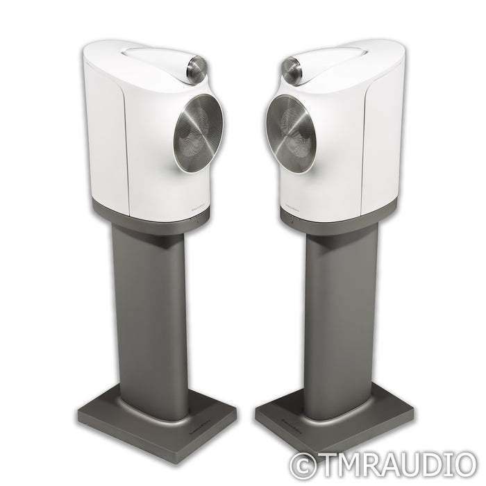 B&W Formation Duo Wireless Active Bookshelf Speakers; White Pair w/ Stands