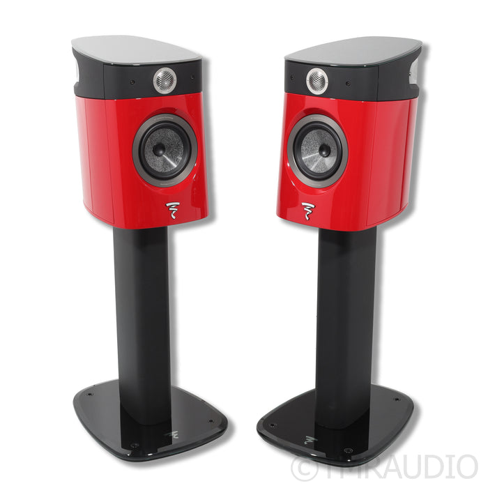 Focal Sopra No 1 Bookshelf Speakers; Imperial Red Pair with Stands