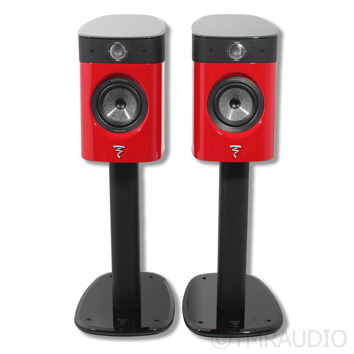 Focal Sopra No 1 Bookshelf Speakers; Imperial Red Pair with Stands