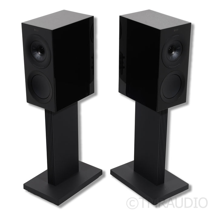 KEF R3 Meta Bookshelf Speakers; Black Pair with Stands