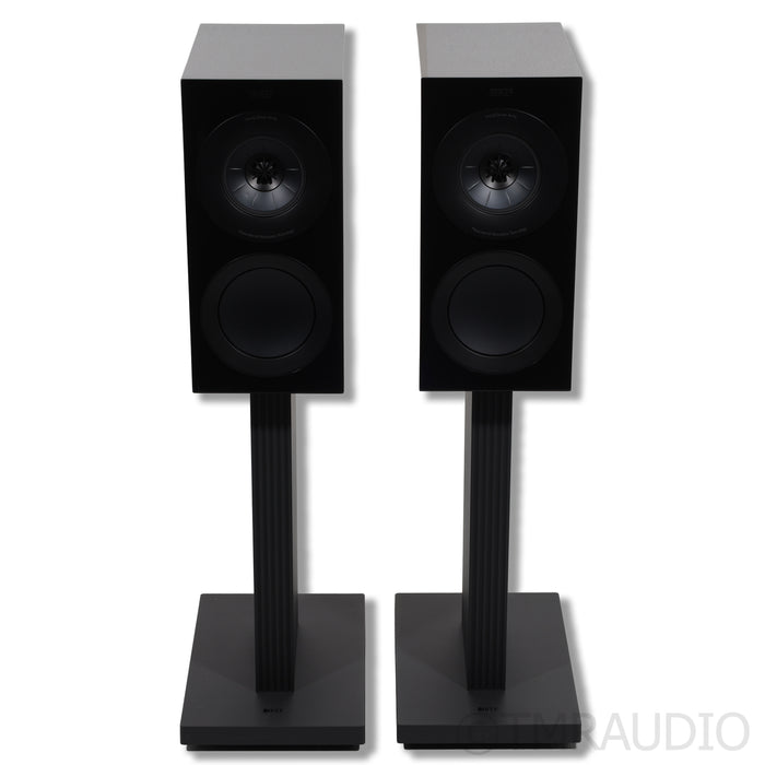 KEF R3 Meta Bookshelf Speakers; Black Pair with Stands