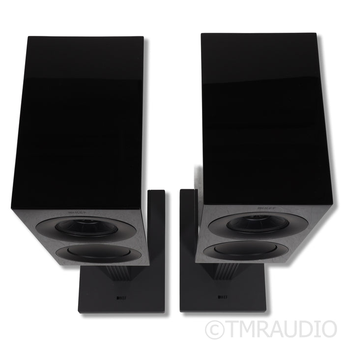 KEF R3 Meta Bookshelf Speakers; Black Pair with Stands