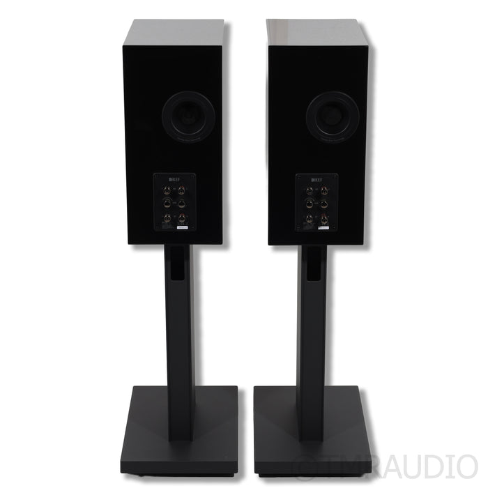 KEF R3 Meta Bookshelf Speakers; Black Pair with Stands