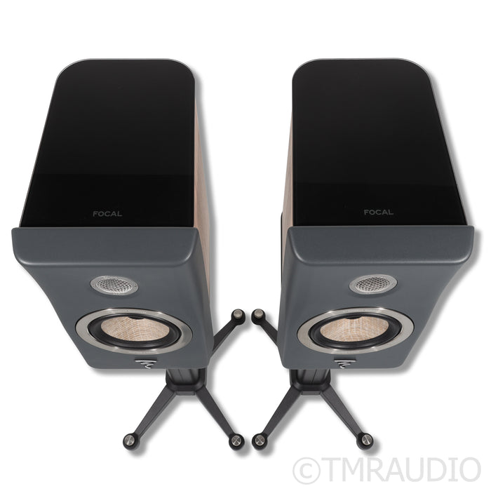 Focal Kanta No. 1 Bookshelf Speaker; Walnut Grey Pair w/ Stands