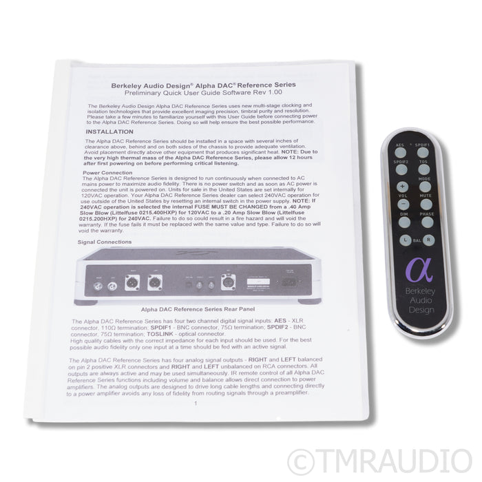 Berkeley Audio Design Alpha DAC Reference Series 2; D/A Converter; MQA 1016