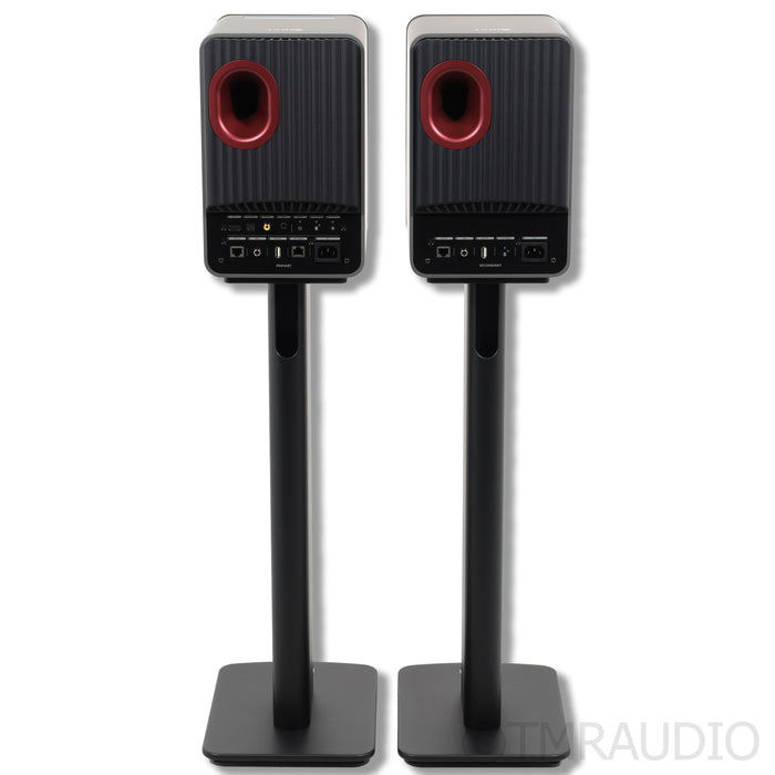 KEF LS50 Wireless II Active Bookshelf Speakers; Titanium Grey Pair w/ Stands