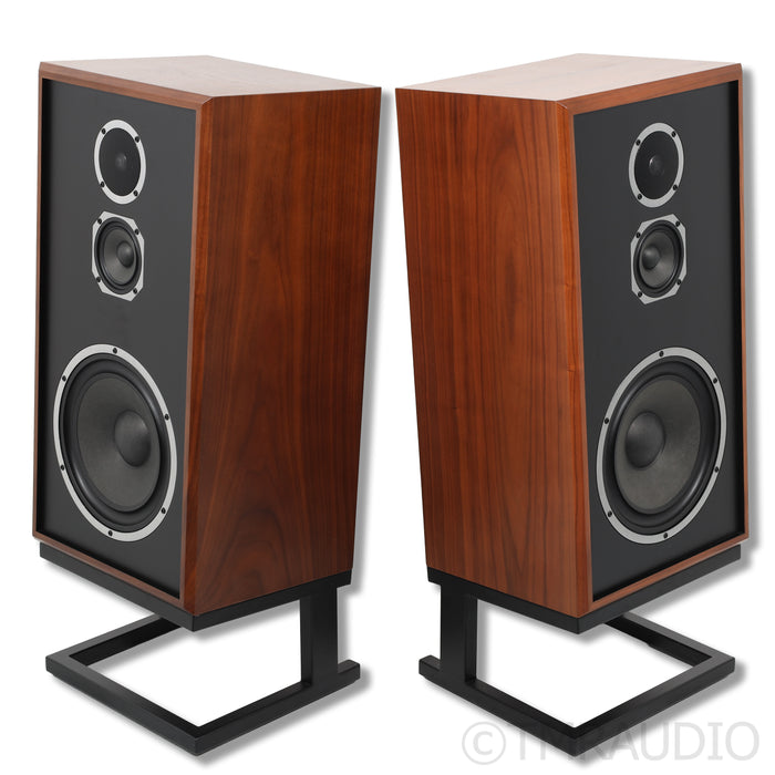 KLH Model Five Bookshelf Speakers; Walnut Pair with Stands