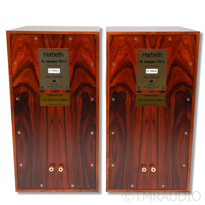 Harbeth HL Compact 7ES-3 35th Anniv. Edition Bookshelf Speakers; Rosewood Pair
