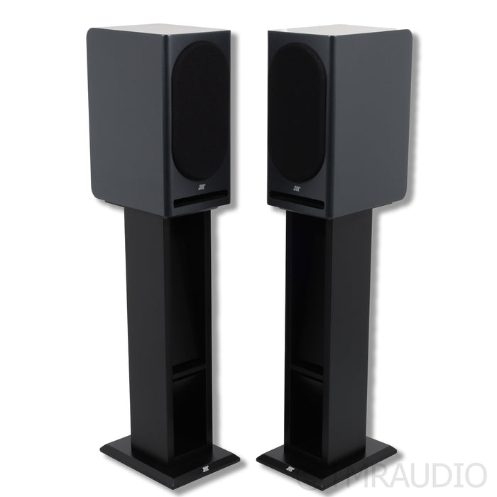 JM Reynaud Jubilee-Bliss Bookshelf Speakers; Anthracite Grey Pair w/ Stands