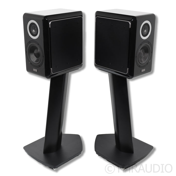 TAD ME1 Bookshelf Speakers; Gloss Black Pair with Stands