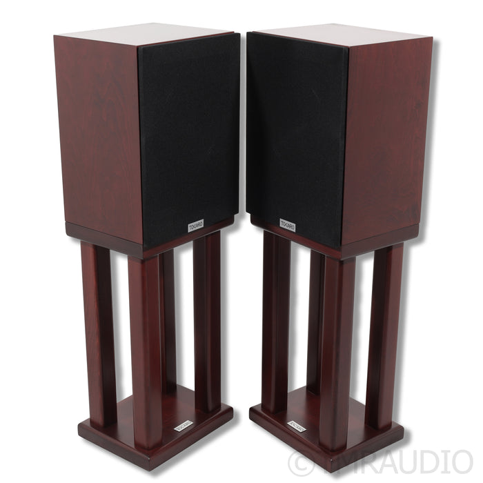 Tocaro Model 40 Bookshelf Speakers with Stands; Mahogany Pair